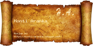 Honti Aranka névjegykártya